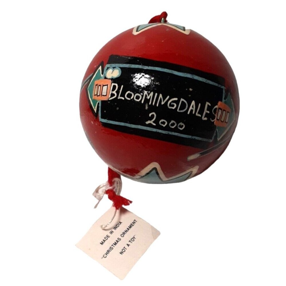 Bloomingdales 2000 Millennium Hand Painted Y2K Ornament Happy New Year Magic
